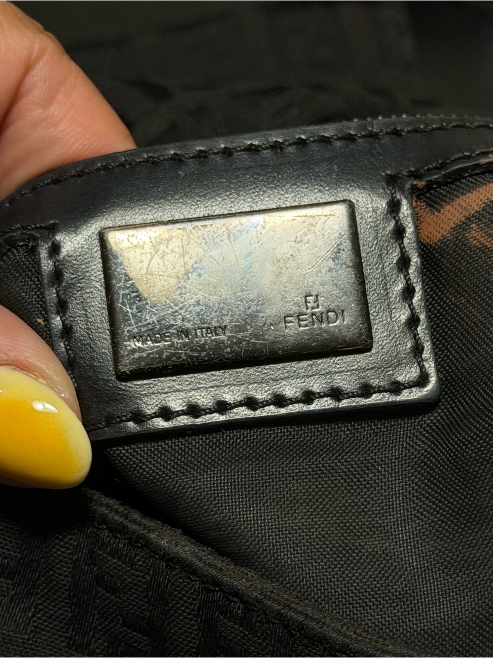 Fendi Black FF Logo Jacquard Shoulder Baguette - Picture 5 of 6